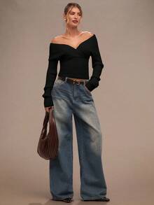 SHEIN BAE Women's Elegant Chic Solid Color Slim Fit Turtleneck Sweater, Versatile For Autumn/Winter,Black Sweater - Black - View 4