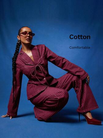 NYA SZN Pantalon en jean taille haute à rayures fines, jambe droite ajustée, streetwear, tenue décontractée de tous les jours pour l'automne pour femmes