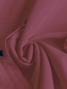 SHEIN LUNE Stand Collar Buttoned Placket Colorful Buttons Cat & Bow Graphic With Sleeve Tab Curved Hem Shirt Fall Cloth For Women - Rusty Rose - View 4