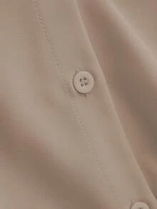 Franclia Casual Commute Versatile Solid Color Long Sleeve Shirt Paired With Women's A-Line Skirt, Pleated Skirt, Maxi Skirt, Comes With Belt, Spring/Autumn, Khaki Women's Suit, Women's 2 Pieces Set, Women's Dress, Autumn/Spring Clothing, Women's Casual Wear, Women's Teacher Uniform - Coffee Brown - View 4