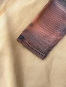 Teen Girl Tie-Dye Print Crew Neck Long Sleeve Ruched Fitted Fashionable Dress - Black - View 4