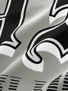 AXEPEAK 街头时尚宽松短款短袖男士字母印花休闲衬衫 - 黑色 - 查看 5