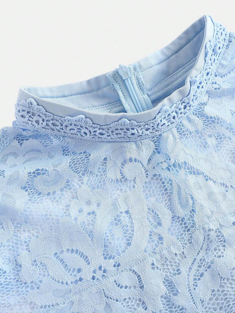 80s barbie blue dress Slate blue lace dress (4-14) – VERYSMART main image 1