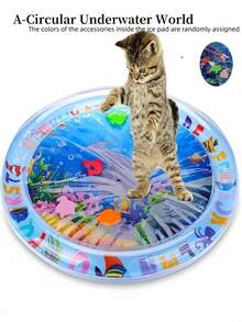 1pc Thickened Water Sensor Play Mat For Pets, Sensory Water Play Mat For Cats, Cooling Mat For Cats,Water Sensor Mat For Cats Dogs Cool Comfort InflatableTummy Time Water Mat - Multicolor - View 5