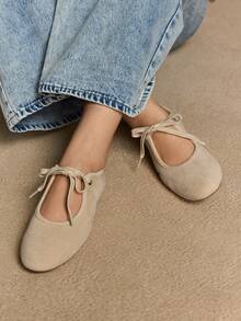 Rosivie Women's Lace-Up Design Casual Everyday Versatile Flat Loafers For Christmas