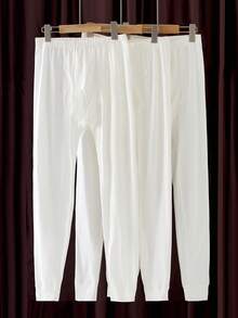 3pcs/Pack Teen Boys' Solid White Basic Casual Soft Cotton Thermal Underwear Bottoms - Multicolor - View 4