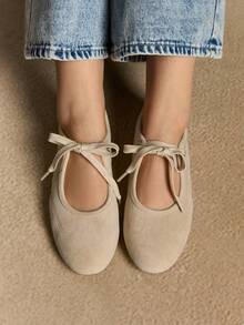 Rosivie Women's Lace-Up Design Casual Everyday Versatile Flat Loafers For Christmas