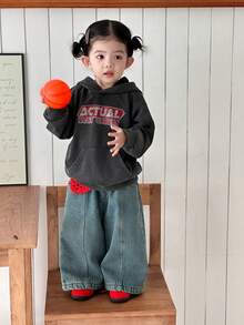 DAZY 女童韩版英文字母印花连帽长袖卫衣