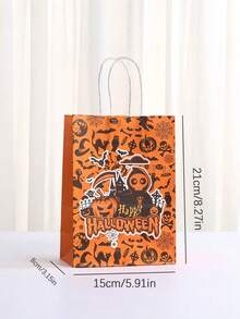 Halloween Bags Witch Pumpkin Paper Gift Bags Halloween Paper Holiday Party Favors Supplies Halloween Party Supplies - 彩色 - 查看 4