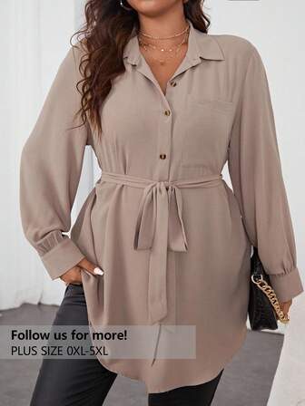 Firerie Plus Patched Pocket Belted Shirt