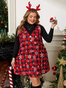 Enliva Plus Size Winter Dress, For Apple Rounded Body Shape - Red - View 2