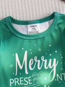 Infant/Toddler Boys' Green Christmas Tree Solid Color Long Sleeve Snug Fit Pajama Set