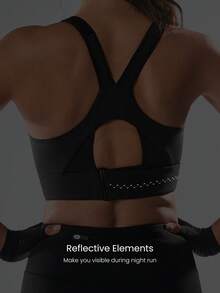 GLOWMODE Ziptight Bra Make An Impact Quick Dry Foam Cup Mesh Zipper Front Sports Bra High Impact Running Jogging Workout Gym Training Active - Black - View 8