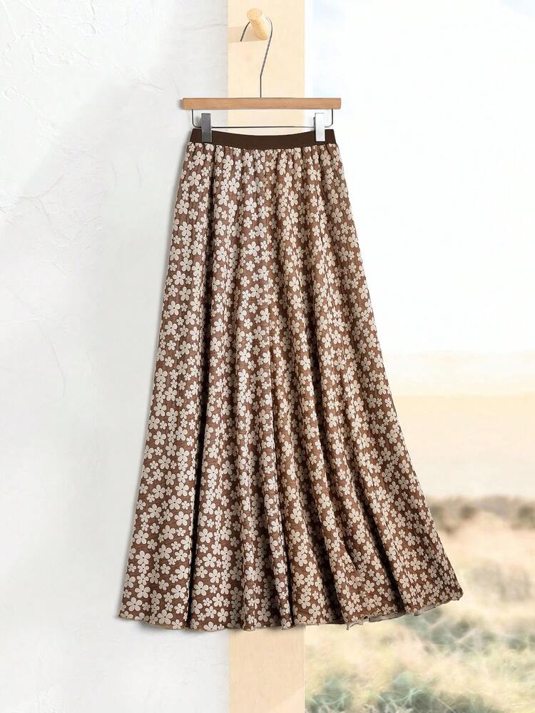 Women's Ditsy Floral Casual Versatile Linen A-Line Skirt  Winter Clothes For Women