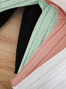 SHEIN 4 件套 Babygirl 休闲可爱针织弹力纯色上衣，百搭百搭分层单品，适合室内、户外滑雪、日常穿着、运动、玩耍、派对、拍照、圣诞假期、秋冬 - 彩色 - 查看 3