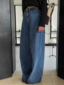 DAZY Women's Classic Fashionable Loose Straight Leg Slimming Wide Leg Jeans, Autumn/Winter