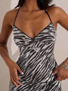 Opulessa 女士Y2K斑马纹亮片紧身露背吊带背心，适合秋季、万圣节等场合，斑马纹亮片上衣，休闲女装风格，适合音乐会、派对、夜店、秋季、时尚秋季、外出、优雅性感派对、约会之夜、圣诞节、优雅婚礼宾客、国庆节、新年、毕业典礼、舞会、奢华晚宴等场合。 - 灰色 - 查看 7
