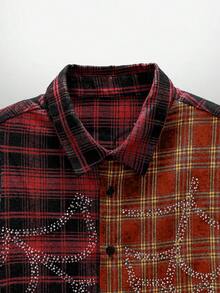 Men's Short Sleeve Shirt With Halloween Spider Web - Red - View 3