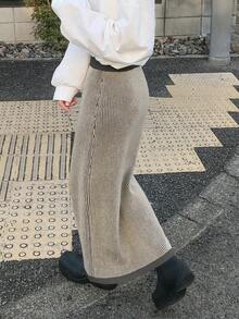 FRIFUL 女式条纹时尚长款休闲针织毛衣裙