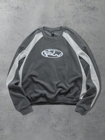 Street Life Felpa girocollo da uomo con ricamo a contrasto di lettere