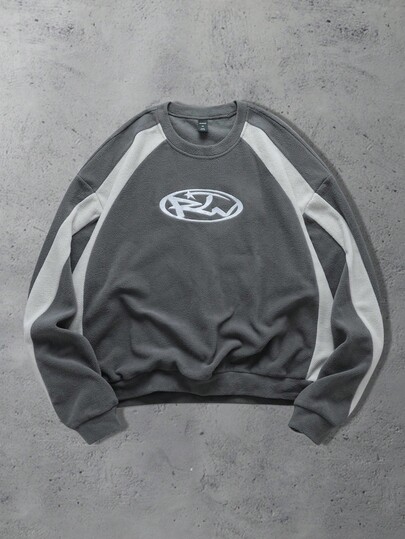 Street Life Felpa girocollo da uomo con ricamo a contrasto di lettere