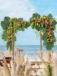 50pcs-Tropical Party Decorations Supplies Tropical Palm Leaves Hibiscus Flowers Simulation Artificial Leaf For Hawaiian Luau Party Jungle Beach Theme BBQ Birthday Table Decor,Artificial Palm Leaves For Hawaiian Jungle Themed Party - Multicolor - View 5