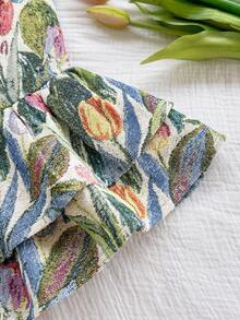 Soleia 新款女士返校季休闲度假装，适合西部海滩、婚礼宾客、毕业典礼、早午餐、圣帕特里克节、春假、复活节、音乐节等场合。优雅波西米亚热带风情无肩带露背荷叶边复古抹胸上衣，花朵图案，适合春季穿着。情人节夏季可爱上衣，热带风情，夏季休闲花朵抹胸。 - 彩色 - 查看 3