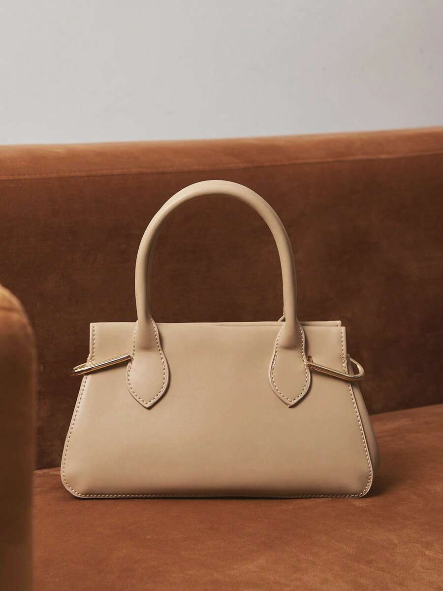 SHECARRY Women's Fashion Minimalist Commuter Handbag For Daily Use - Apricot - View 1