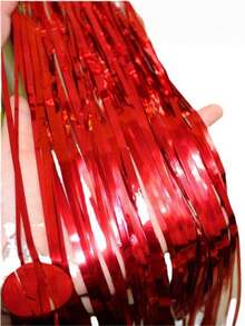 1PC Matte Sage Red Tassel Background Decoration For Wedding Parties. Sage Red Background Tassel Curtains. Sage Red Tassel Background Decoration For Party Decoration. Suitable For Red Theme Wedding Birthday Parties - Red - View 4