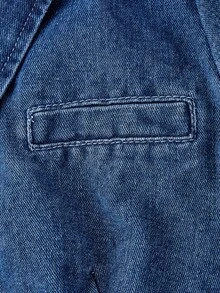 Sweetra Women Lapel NeckLong Sleeve Jacket And Denim Jumpsuit Set - Blue - View 4