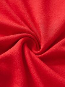 SHEIN Essnce T-shirt rouge ample et décontracté à col rond avec impression du lettrage de Noël et du bonnet de Père Noël. T-shirt femme à manches courtes convenant pour Noël, les fêtes de Noël, le renne de Noël, les rassemblements de Noël, les fêtes de famille, les tenues assorties en famille, les couples, les sœurs - Rouge - Voir 5