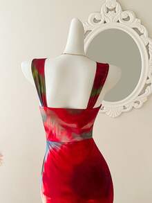 SHEIN MOD Váy midi họa tiết hoa lãng mạn, viền bất đối xứng - Nhiều màu - Xem 6