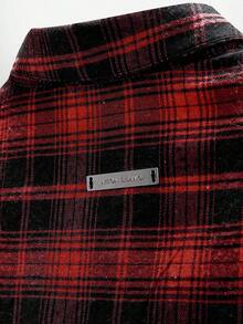 Men's Short Sleeve Shirt With Halloween Spider Web - Red - View 5