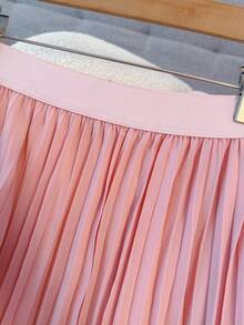 SHEIN Clasi Váy xếp ly ren chắp vá cỡ lớn cho nữ - Bụi hồng - Xem 4