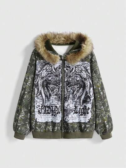 Grunge Punk هودي مطبوع بتصميم ملون مشوه من ثقافة فرعية Y2K