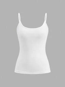 Tseoso 4pcs/Set 95% Cotton Casual Slim-Fit Women's Black And White Camisole Tops Spaghetti Strap Tank Tops. Wearable All Year Round, Basic Style, Suitable For Sports, Gym, Vintage Look, Cute Summer Tops, Soft Girl Style, Summer Outings, Home Wear, Back To School, Fall Women's Clothing, Versatile And Easy To Match. - Multicolor - View 7