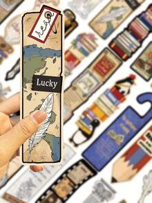 复古阅读主题30件套书签套装，日记本涂鸦书签，经典装饰墙贴，美观文具系列 - 彩色 - 查看 2