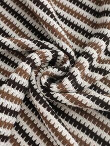 SHEIN VCAY Plus Size Women Summer Apricot Striped Button Decor Sleeveless Camisole - Brown - View 6