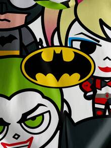 BATMAN X SHEIN Jeune garçon Mignon Motif dessin animé Col Rond Manches Courtes T-Shirt, Été