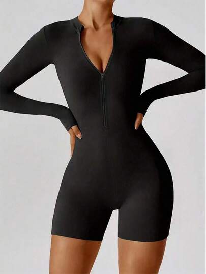 Rovax Damjumpsuit med långa ärmar och polotröja i enfärgad