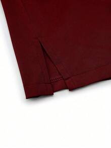 TaskEZ Scrubs Set: V-Neck Short Sleeve Top & Pants Scrub Uniform For Healthcare Workers - Burgundy - View 8