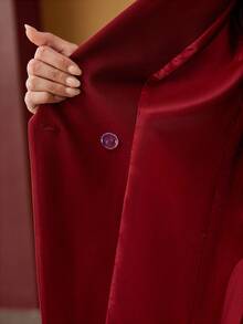 MOTF PREMIUM WOMEN'S ELEGANT METAL BUTTON BLAZER FOR COMMUTING - Burgundy - View 8