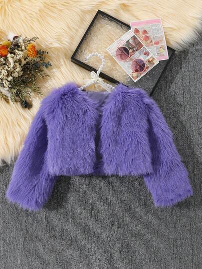 Elladie kids Girls Fashionable Faux Fur Vest Jacket, Elegant Casual Outerwear For Autumn/Winter