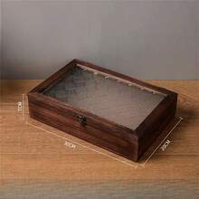 1件装复古木质柜，带玻璃门和抽屉，可用于存放化妆品和杂物，情人节礼物