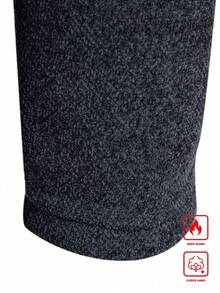 Manfinity Homme 男士长袖毛领针织开衫，中长款，适合秋冬季穿着，可用于聚会、办公室、居家、通勤和户外活动。 - 深灰色 - 查看 4