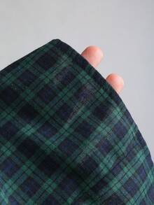 Sweetra 女式露肩格子前扣休闲束腰迷你连衣裙 - 藏蓝色 - 查看 6