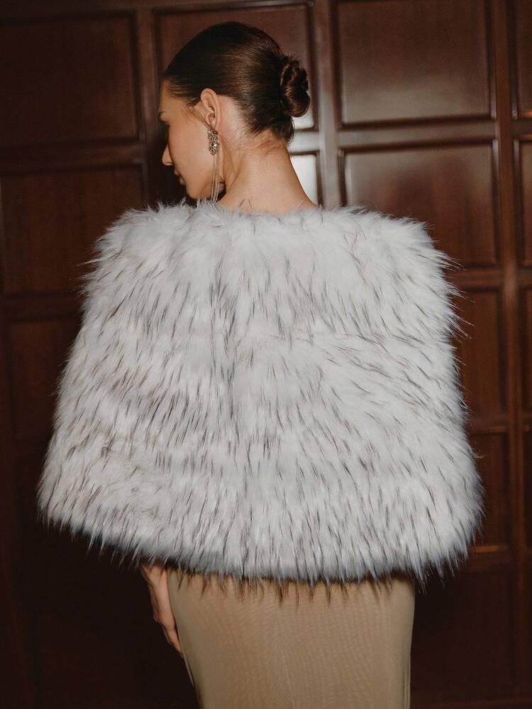 Women's Elegant Faux Fur Shawl, Suitable For Party Occasions, Autumn/Winter