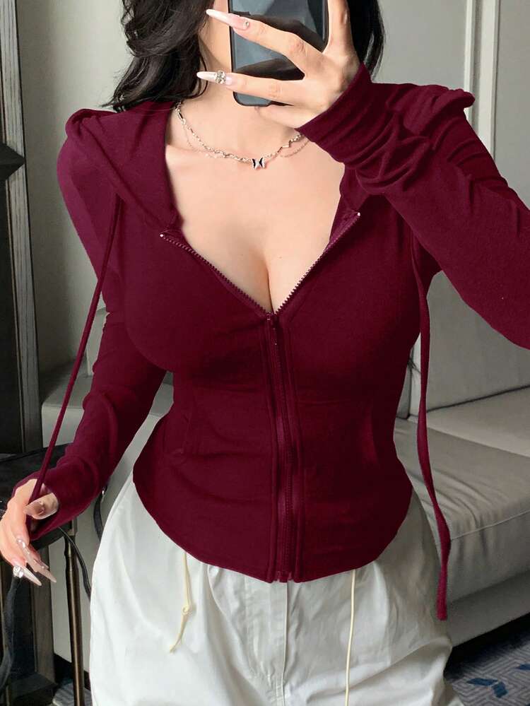Valentine's Day Zip-Up Hoodie Sweatshirt, Slim Fit Women Sports Tee,Back To School Clothes Long Sleeve Women Tops