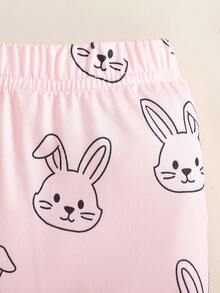 SHEIN Bộ 2 món áo kiểu Hàn Quốc thêu hình thỏ dễ thương mùa hè cho bé gái sơ sinh + quần in họa tiết hoa tươi mát, phù hợp với mọi dịp, màu hồng - Nhiều màu - Xem 6