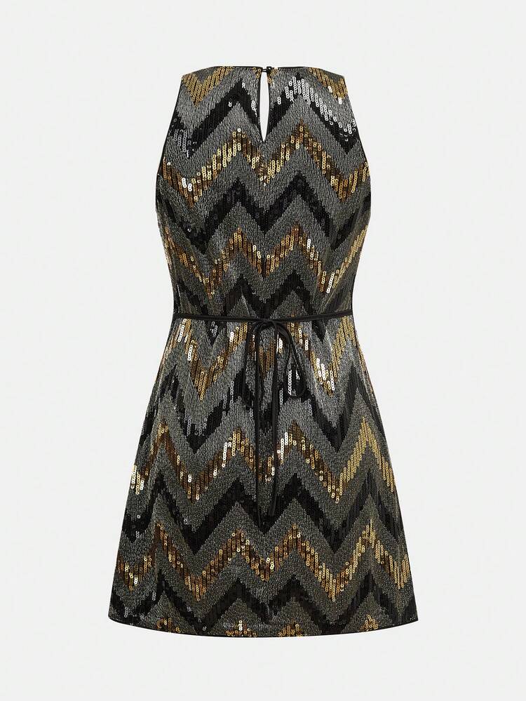 SHEIN Maija MAIJA Elegant Lace V-Neck A-Line Short Sleeve Mini Dress